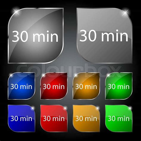 minutes sign icon set  colored buttons vector illustration