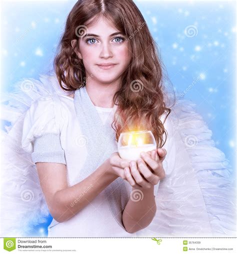 teen girl angel stock image image of candle feather 35764339