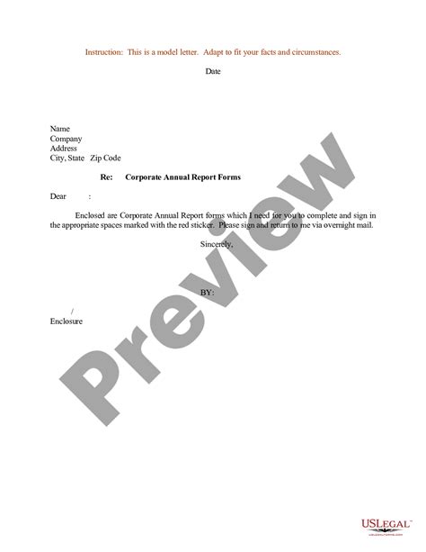 sample letter requesting signature  annual corporate report forms