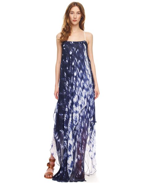 lyst michael kors printed layered maxi dress in white