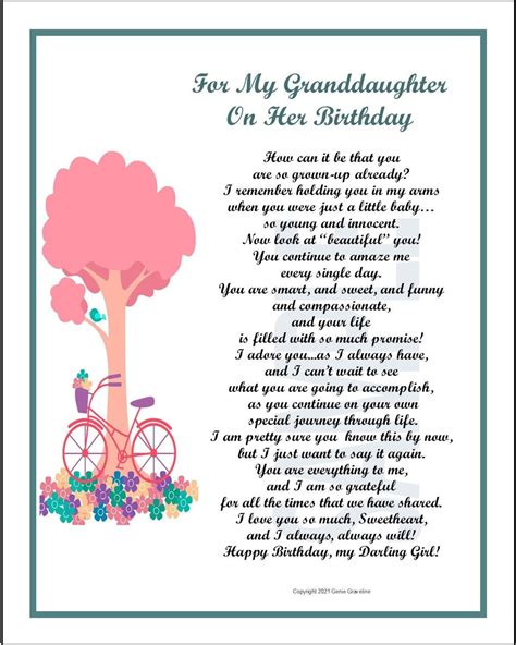 granddaughter poem print verse  digital  etsy canada