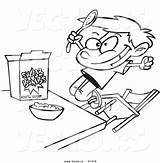Eating Cereal Cartoon Boy Coloring Pages Bowl Vector Sugary Outlined Color Box Getcolorings Ron Leishman Royalty Getdrawings sketch template
