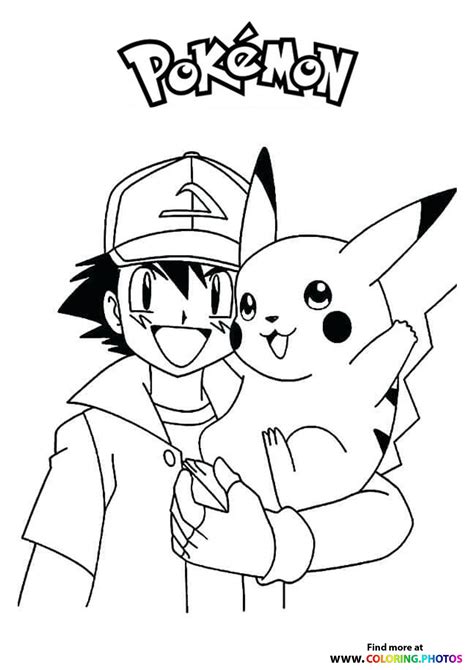 ash  pikachu portrait pokemon coloring pages  kids