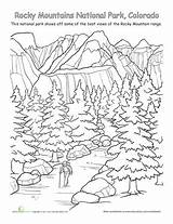 Rocky Coloring Park National Mountains Mountain Pages Worksheet Parks Trail Worksheets Appalachian Colouring Landscape Sheets Education Geography Printable Adult Rockies sketch template