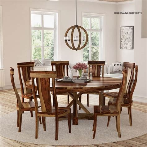 bedford rustic solid wood   pedestal  dining table