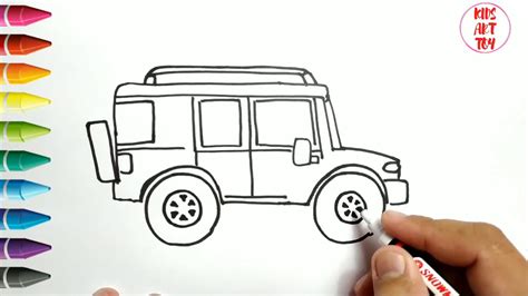 easy   draw police jeep drawing  coloring  kids