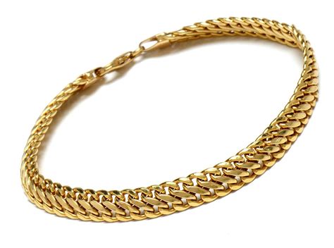 milor  yellow gold chain link italian bracelet ebth