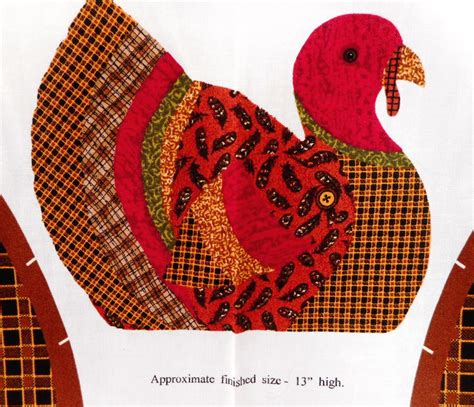 patchwork turkey pattern fabric panel stay  home craft fall etsy