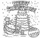 Drawing Merry Christmas Coloring Pages Fun Tree Scene Xmas Kids Printable Color Sketch Simple Easy Stuff Young Funny People Pencil sketch template