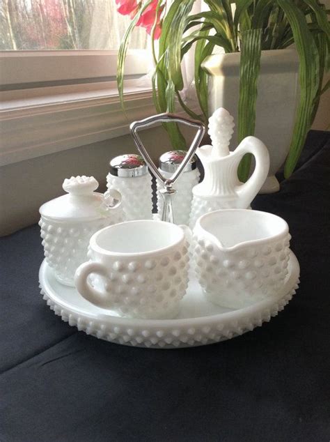 Super Flash Sale Fenton Milk Glass Hobnail 12 Piece Condiment Set In