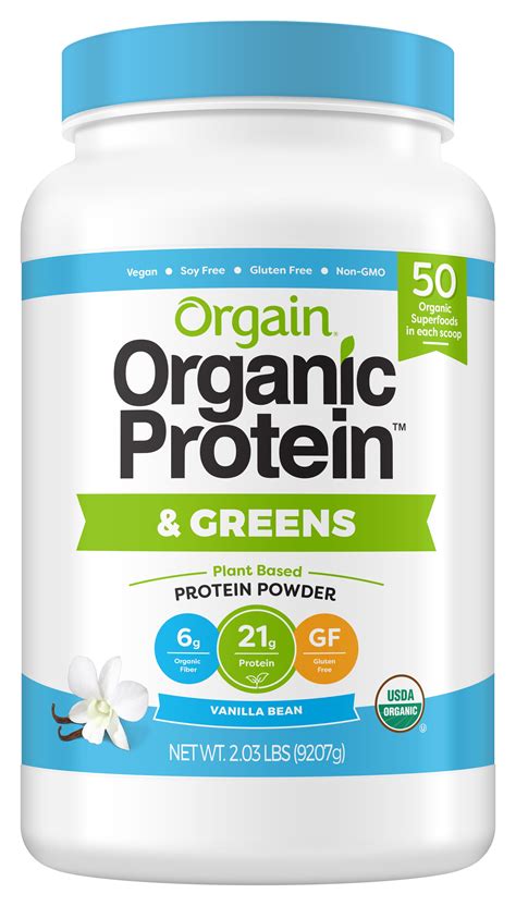 orgain organic protein greens plant based protein powder vanilla bean  pound  count