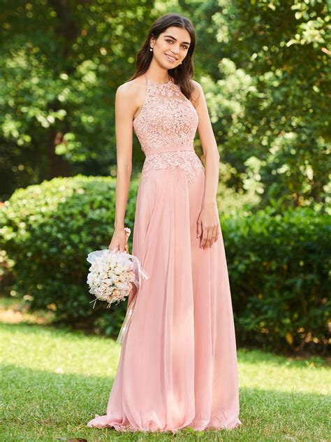 ericdress halter appliques backless bridesmaid dress rose quartz dress