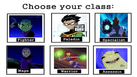 teen titans choose your class meme choose your class know your meme