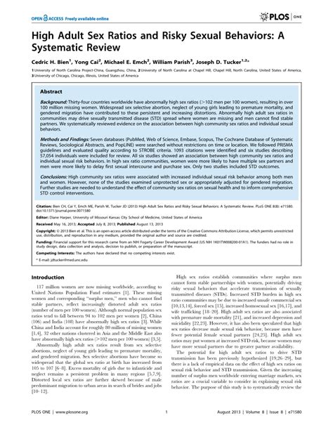 Pdf High Adult Sex Ratios And Risky Sexual Behaviors A Systematic Review