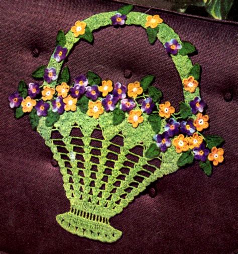 crochet flower basket pattern  smart chair sets coats  clarks booklet vintage crafts