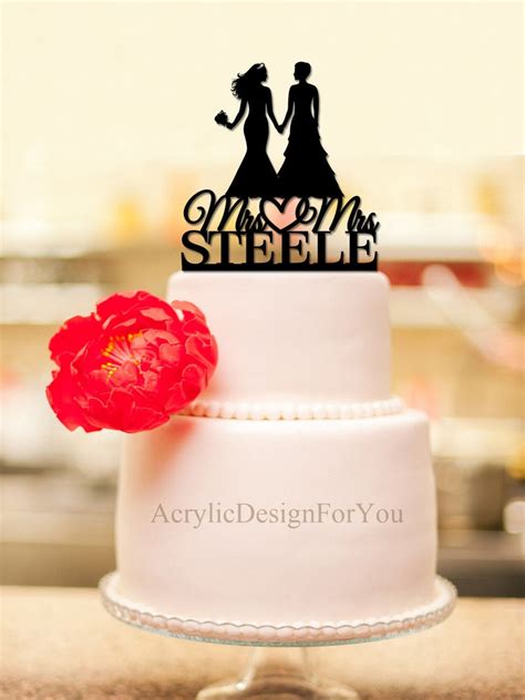 Lesbian Wedding Cake Topper Mrs And Mrs Wedding Cake Topper Etsy