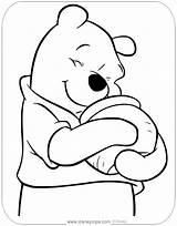 Winnie Pooh Coloring Honey Pages Disneyclips Honeypot Hugging His sketch template