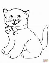 Coloring Cartoon Kitten Pages Cats Drawing sketch template