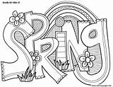 Coloring Adult Word Spring Pages Printable Print sketch template