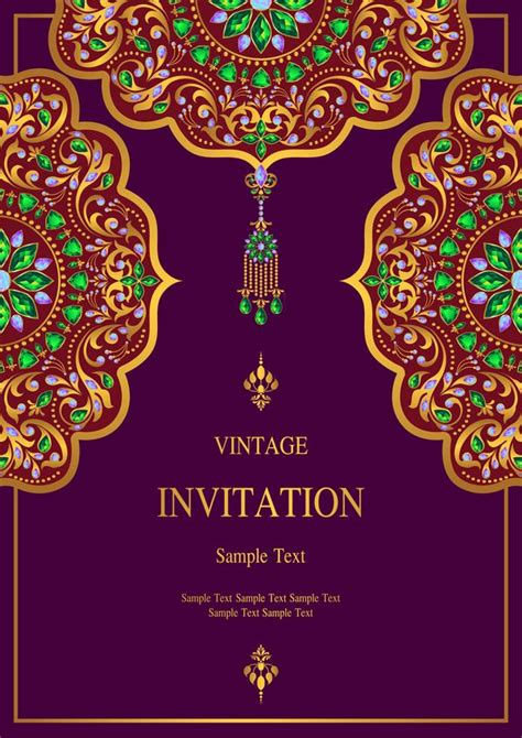 india styles vintage invitation card vector template 06 ดีไซน์บัตร