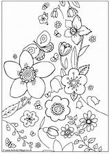 Pages Coloring Spring Flower Flowers Kids Print Adults Colouring Sheets Book Gif Coloringkids sketch template