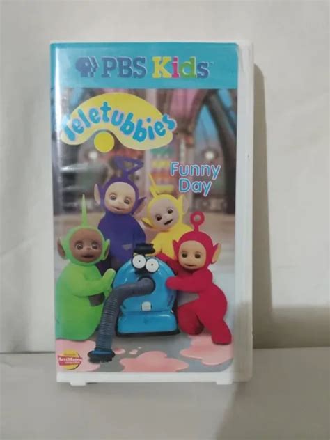 vhs teletubbies funny day vhs  pbs kids white bullet case