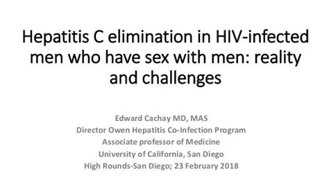 Hepatitis C Elimination In Hiv Infected Men Who Have Sex With Men Re…