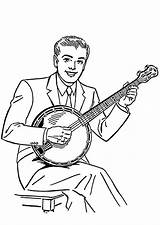 Banjo Kleurplaat Dibujo Malvorlage Tocando Musicais Instrumentos Banjos Homem Colorir Grandes sketch template