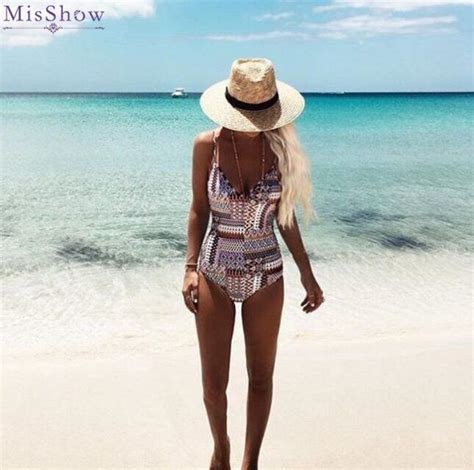 Misshow 2019 Sexy Ethnic Print Trikini Push Up Monokini