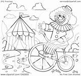 Circus Clipart Clown Lineart Bike Illustration Big Top Tent Royalty Visekart Vector sketch template