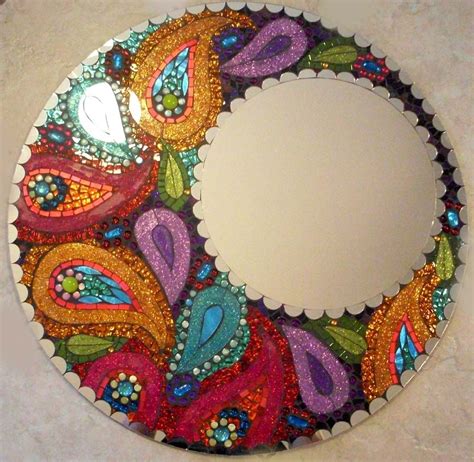 hand crafted paisley 24 stained glass mosaic mirror by sol sister
