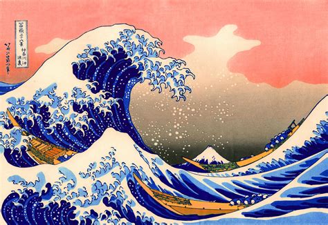 Wallpaper Ilustrasi Ombak Jepang Seni Klasik The Great Gelombang
