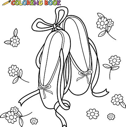 ballet shoes coloring book page stock illustration  image