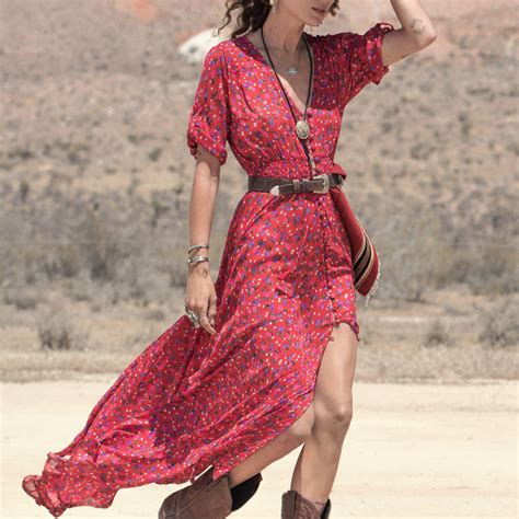 women long boho maxi evening party dress chiffon dress