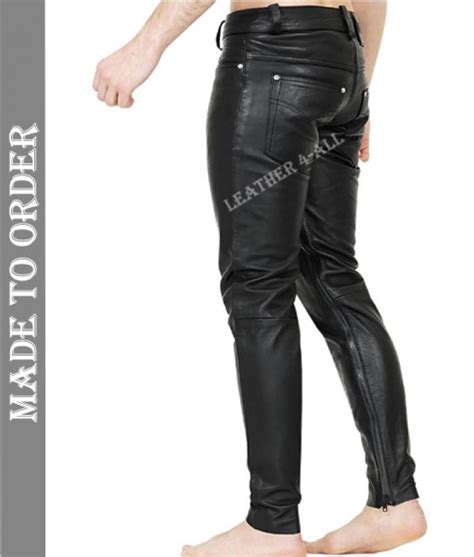 men s real cow leather slim fit leather casual pants bluf gay leather