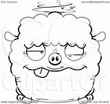 Sheep Mascot Drunk Lineart Character Illustration Cartoon Royalty Thoman Cory Graphic Clipart Vector sketch template