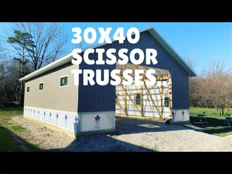 pole barn  raised wood scissor trusses youtube