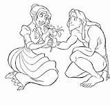 Tarzan Coloring Disney Jane Give Flower Beautiful Button Using Print Otherwise Grab Feel Please Kids sketch template