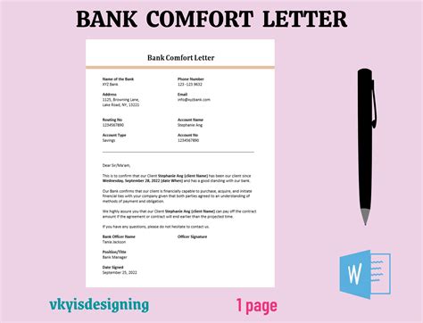 bank comfort letter bank credit letter bank client good etsy