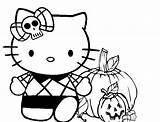 Kitty Halloween Hello Coloring Pages Spooky Kids Scary Cat Printable Cutouts Bow Colouring Cliparts Outline Print Clipart Color Cute Happy sketch template