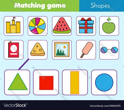 educational children game matching game worksheet vector image