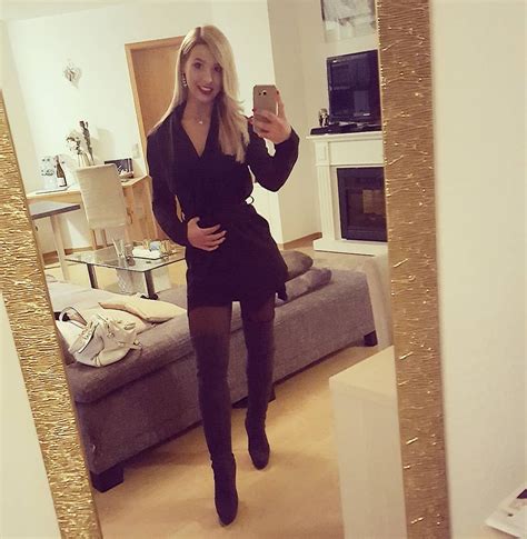 Mirror Selfie Of Thigh High Boots On Pantyhose Selfie
