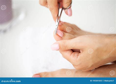 young woman  professional pedicure  home stock image image