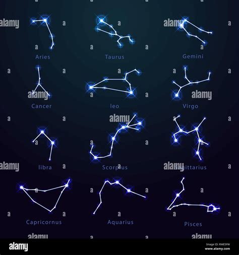 stars  form  zodiac signshoroscope astronomy stock vector image