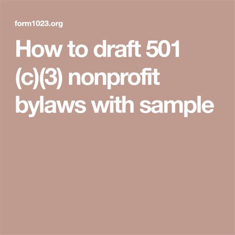 draft   nonprofit bylaws  sample  profit