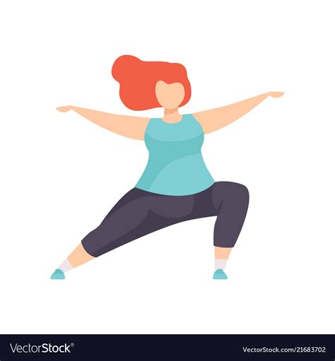 girl standing in hero yoga position obesity woman vector image