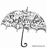 September Coloring Pages Clipart Umbrella Printable Adults Kids sketch template