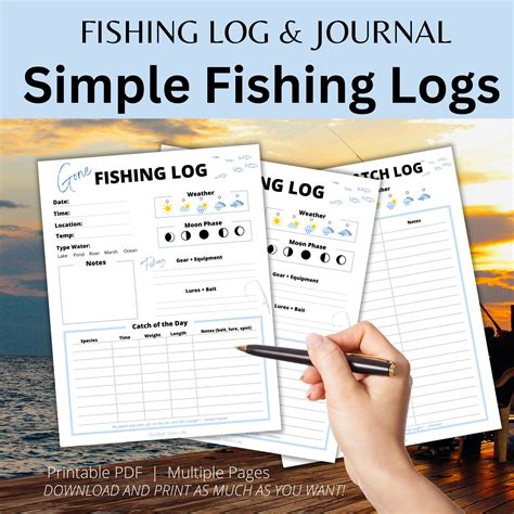 fishing log journal printable fishing log monthly etsy