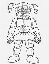 Fnaf Coloring Pages Five Nights Ballora Freddy sketch template