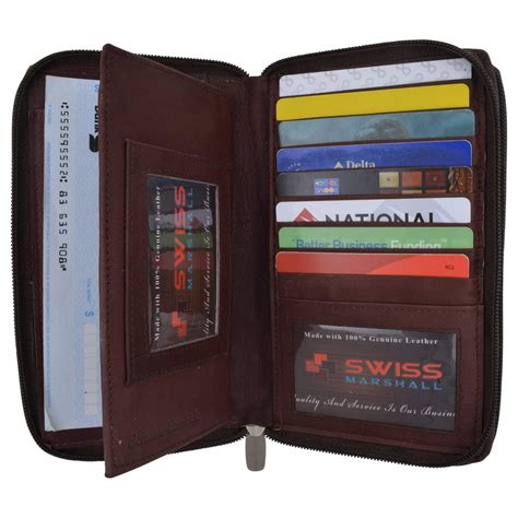 womens zip  genuine leather checkbook credit card id holder